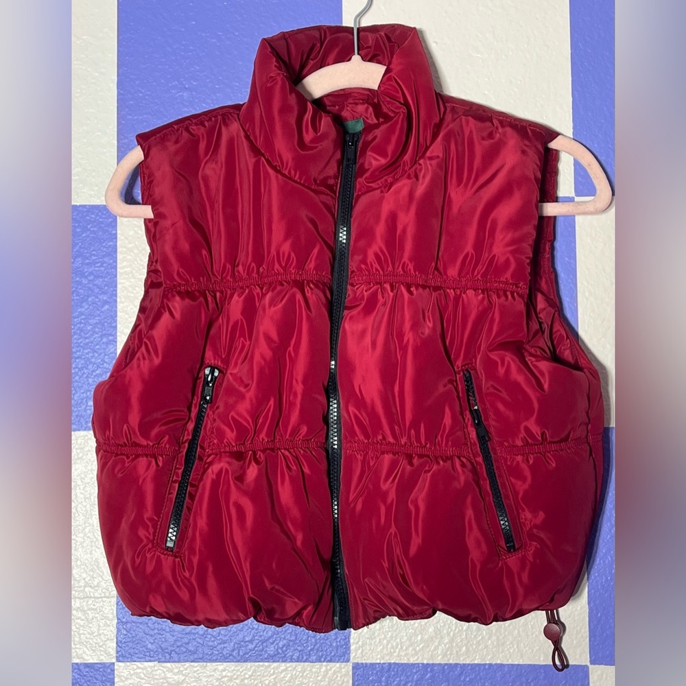 NWT Wild Fable Mock Turtleneck Puffer Vest Game Day in Maroon - Size XS